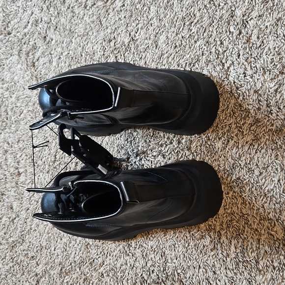 Memory Foam Size 11 Black Combat Boots Shoes - Picture 4 of 4